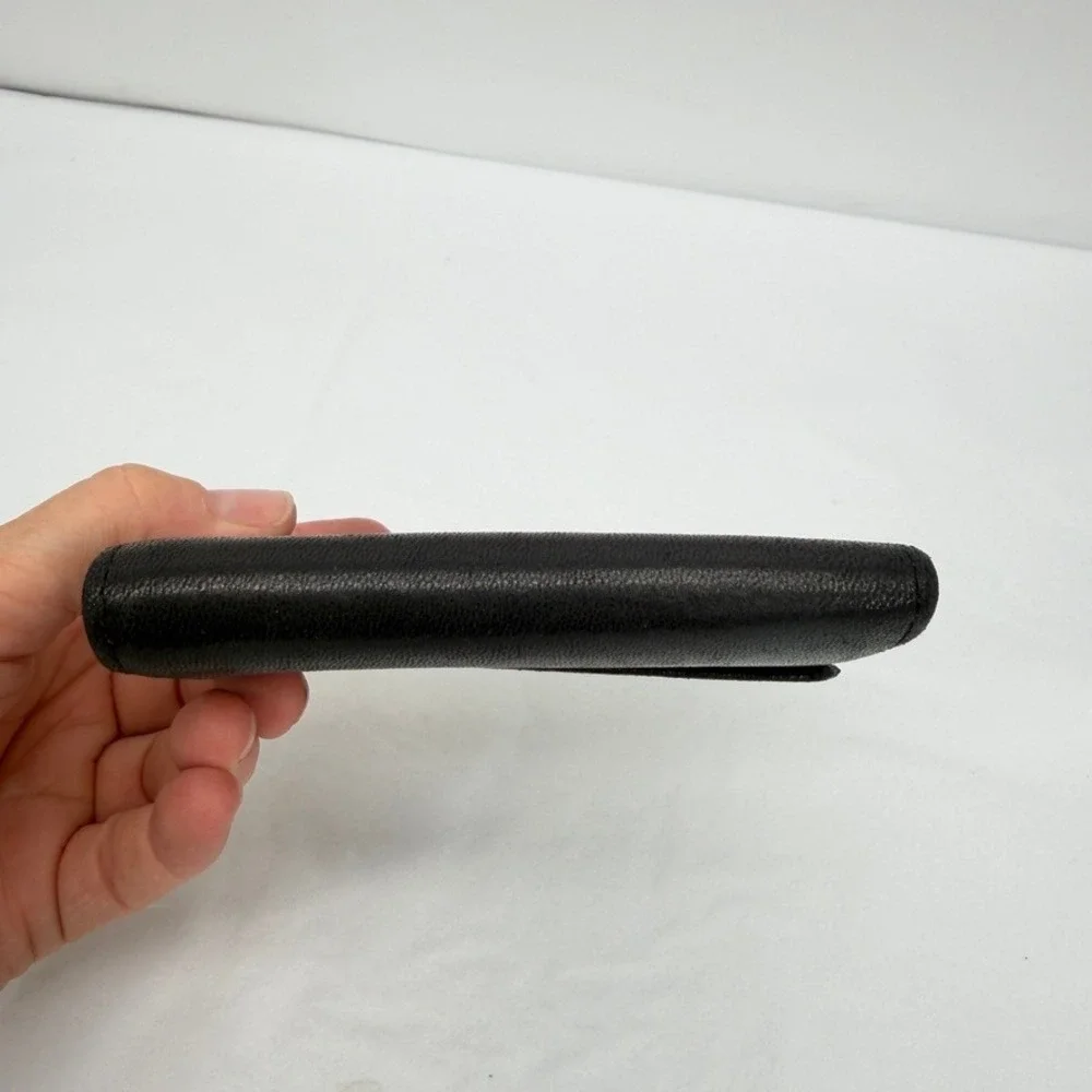 Princess Gardner Wallet Genuine Lambskin Kisslock Trifold VTG Black
